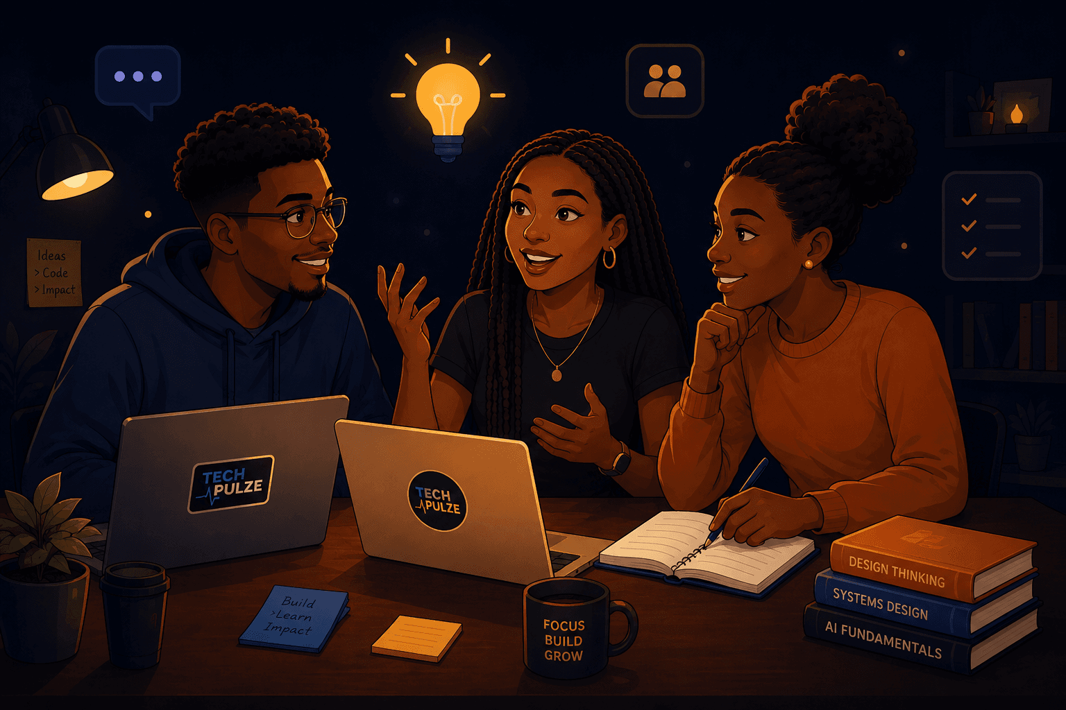 Nigerian students collaborating with TechPulze